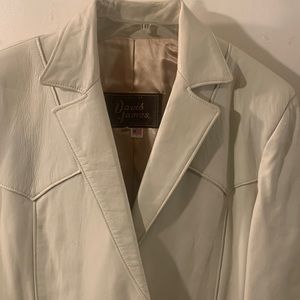Mens cream leather dress jacket